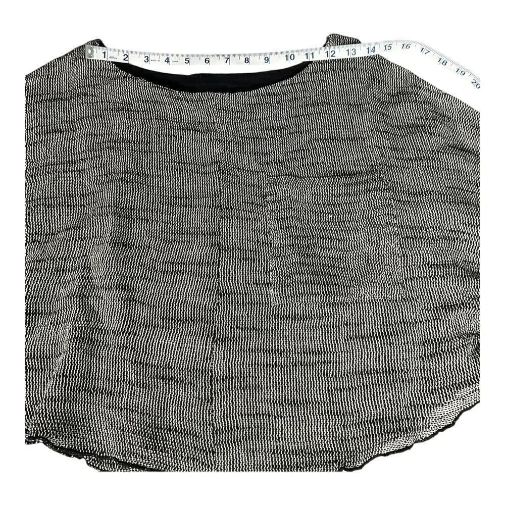 Free People Black & White Boat Neck Tight Knit Long Sleeve Cropped Sweater Small